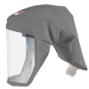 Protective headgear with face shield and air filter port.