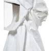 White protective hood with clear face shield