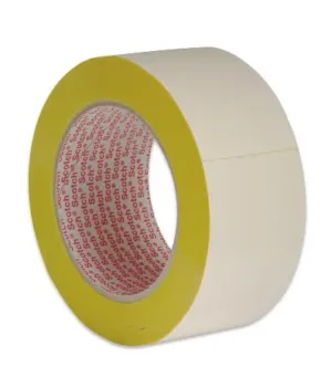 Roll of adhesive masking tape, yellow edge