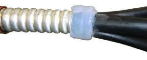 Close-up of insulated electrical cable connector