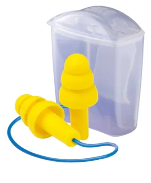 Yellow earplugs with storage case