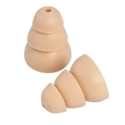 Rubber earplugs, beige, tiered design.