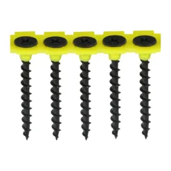 Collated Drywall Coarse Thread Bugle Head Black Screws - 3.5 x 25
