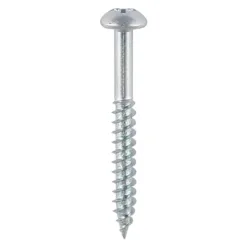 Twin-Threaded Round Head Silver Woodscrews - 8 x 2
