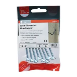 Alternative view of Twin-Threaded Countersunk Silver Woodscrews - 10 x 3