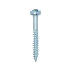 Twin-Threaded Round Head Silver Woodscrews - 12 x 2