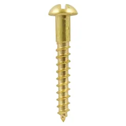 Solid Brass Round Head Woodscrews - 6 x 1 1/2