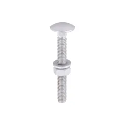 Carriage Bolts DIN603, Hex Full Nuts DIN934 & Form A DIN125-A Washer Exterior Silver - M6 x 50