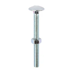 Carriage Bolts DIN603 & Hex Full Nuts DIN934 Silver - M6 x 65