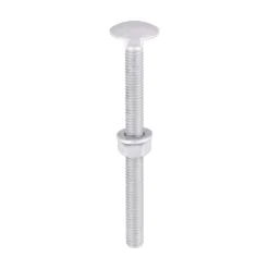 Carriage Bolts DIN603, Hex Full Nuts DIN934 & Form A DIN125-A Washer Exterior Silver - M6 x 75