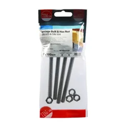Alternative view of Carriage Bolts DIN603 & Hex Full Nut DIN934 A2 Stainless Steel - M8 x 100