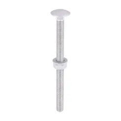 Carriage Bolts DIN603, Hex Full Nuts DIN934 & Form A DIN125-A Washer Exterior Silver - M8 x 110