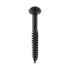 Twin-Threaded Round Head Black Woodscrews - 8 x 1 1/2