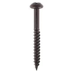 Twin-Threaded Round Head Black Woodscrews - 8 x 1 1/4