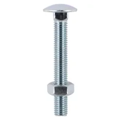 Carriage Bolts DIN603 & Hex Full Nuts DIN934 Silver - M8 x 45
