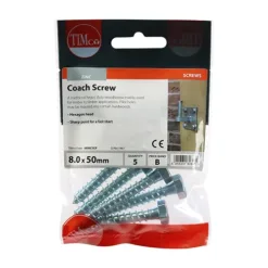 Alternative view of Coach Screws Hex Head Silver - 8.0 x 50
