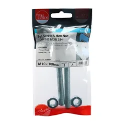 Alternative view of Set Screws DIN933 Grade 8.8 & Hex Nut DIN934 Silver - M10 x 100