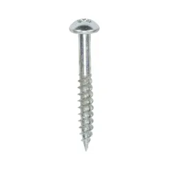 Twin-Threaded Round Head Silver Woodscrews - 10 x 11/2