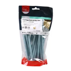 Alternative view of Carriage Bolts DIN603 & Hex Full Nut DIN934 Silver - M10 x 130