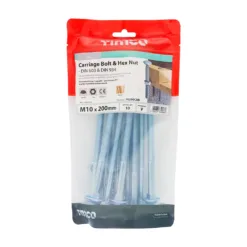 Alternative view of Carriage Bolts DIN603 & Hex Full Nut DIN934 Silver - M10 x 200