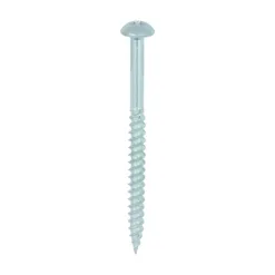 Twin-Threaded Round Head Silver Woodscrews - 10 x 21/2