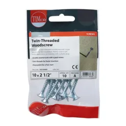 Alternative view of Twin-Threaded Countersunk Silver Woodscrews - 10 x 21/2