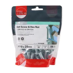 Alternative view of Set Screws DIN933 Grade 8.8 & Hex Nut DIN934 Silver - M10 x 25