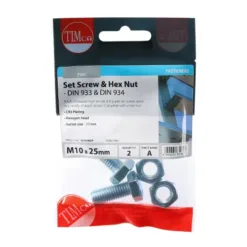 Alternative view of Set Screws DIN933 Grade 8.8 & Hex Nut DIN934 Silver - M10 x 25