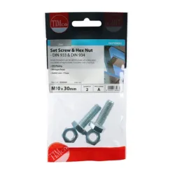 Alternative view of Set Screws DIN933 Grade 8.8 & Hex Nut DIN934 Silver - M10 x 30