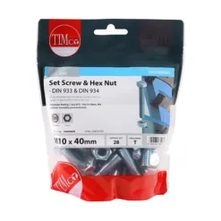 Alternative view of Set Screws DIN933 Grade 8.8 & Hex Nut DIN934 Silver - M10 x 40