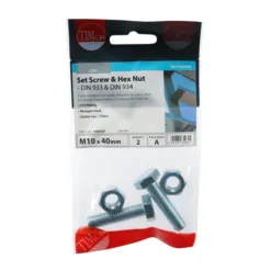 Alternative view of Set Screws DIN933 Grade 8.8 & Hex Nut DIN934 Silver - M10 x 40