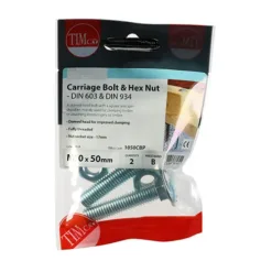 Alternative view of Carriage Bolts DIN603 & Hex Full Nut DIN934 Silver - M10 x 50