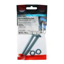 Alternative view of Set Screws DIN933 Grade 8.8 & Hex Nut DIN934 Silver - M10 x 70