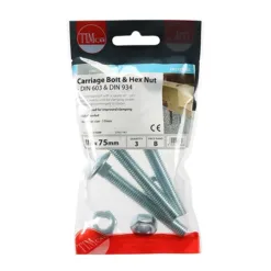 Alternative view of Carriage Bolts DIN603 & Hex Full Nut DIN934 Silver - M10 x 75