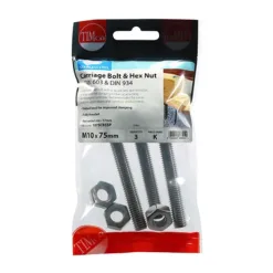 Alternative view of Carriage Bolts DIN603 & Hex Full Nut DIN934 A2 Stainless Steel - M10 x 75