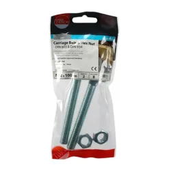 Alternative view of Carriage Bolts DIN603 & Hex Full Nut DIN934 Silver - M12 x 100