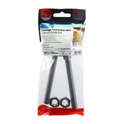Alternative view of Carriage Bolts DIN603 & Hex Full Nut DIN934 A2 Stainless Steel - M12 x 100