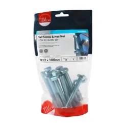 Alternative view of Set Screws DIN933 Grade 8.8 & Hex Nut DIN934 Silver - M12 x 100