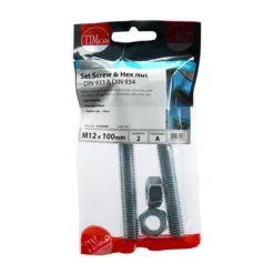 Alternative view of Set Screws DIN933 Grade 8.8 & Hex Nut DIN934 Silver - M12 x 100