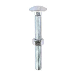 Carriage Bolts DIN603 & Hex Full Nuts DIN934 Silver - M12 x 110
