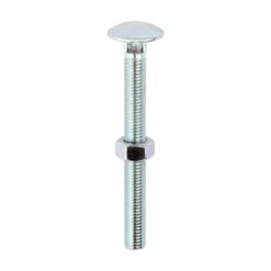Carriage Bolts DIN603 & Hex Full Nuts DIN934 Silver - M12 x 120