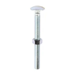 Carriage Bolts DIN603 & Hex Full Nuts DIN934 Silver - M12 x 130