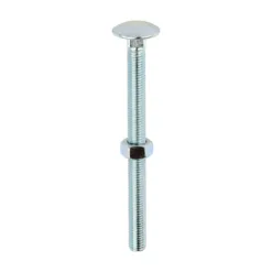 Carriage Bolts DIN603 & Hex Full Nuts DIN934 Silver - M12 x 150