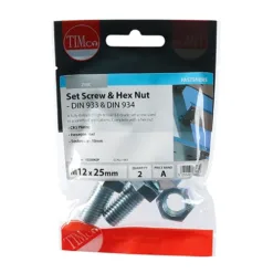 Alternative view of Set Screws DIN933 Grade 8.8 & Hex Nut DIN934 Silver - M12 x 25