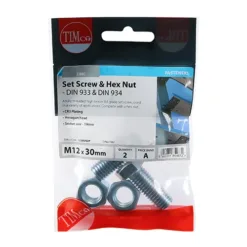 Alternative view of Set Screws DIN933 Grade 8.8 & Hex Nut DIN934 Silver - M12 x 30