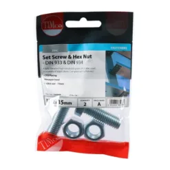 Alternative view of Set Screws DIN933 Grade 8.8 & Hex Nut DIN934 Silver - M12 x 35
