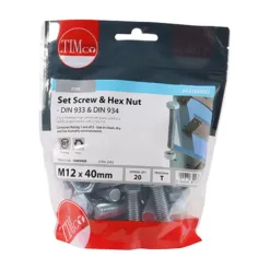 Alternative view of Set Screws DIN933 Grade 8.8 & Hex Nut DIN934 Silver - M12 x 40