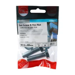 Alternative view of Set Screws DIN933 Grade 8.8 & Hex Nut DIN934 Silver - M12 x 40