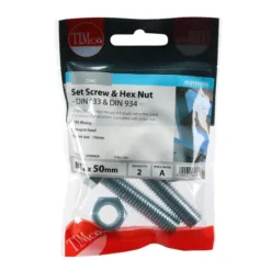Alternative view of Set Screws DIN933 Grade 8.8 & Hex Nut DIN934 Silver - M12 x 50