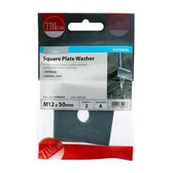 Alternative view of Square Plate Washers Silver - M12 x 50 x 50 x 3